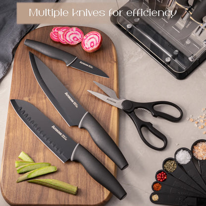 22-Pc Modern Clear Block Knife Set-Blcak