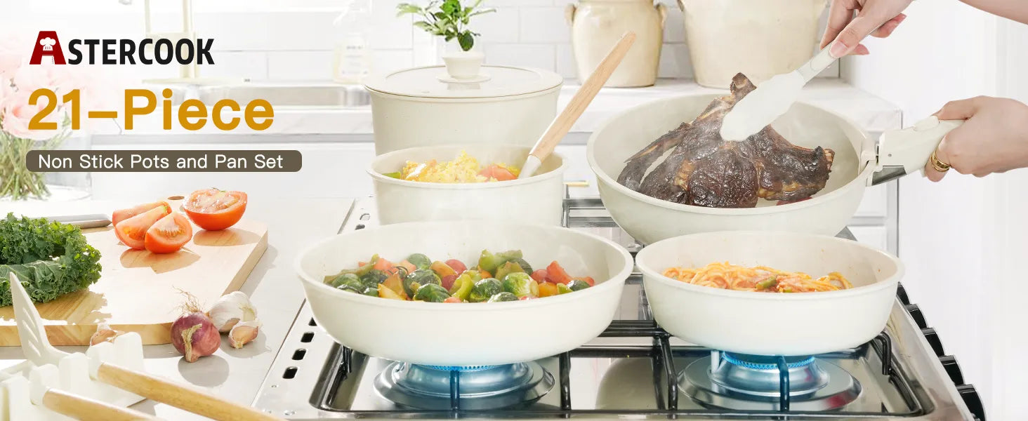 21-Piece Detachable Cookware Set