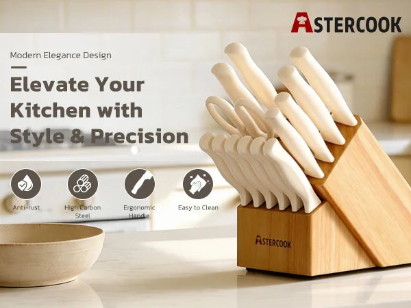 15 Pieces Kitchen Knife Sets with Anti-Rust Coating