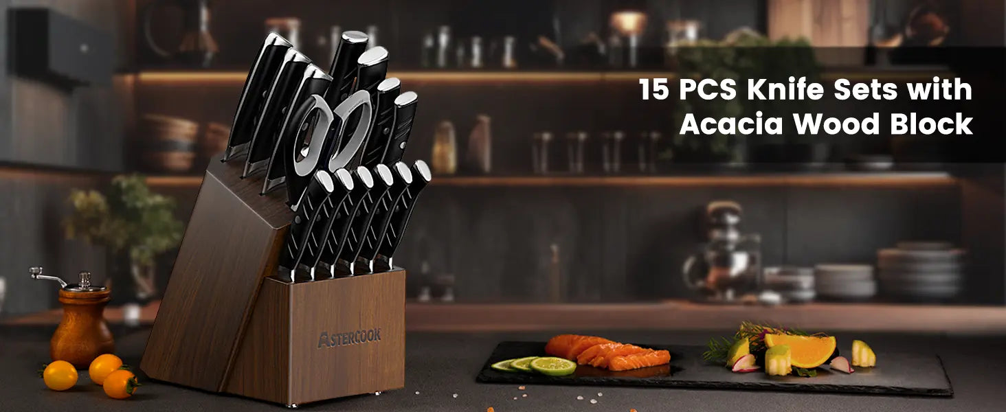Professional 15-Pc Ergonomic Nylon Handle Knife Set
