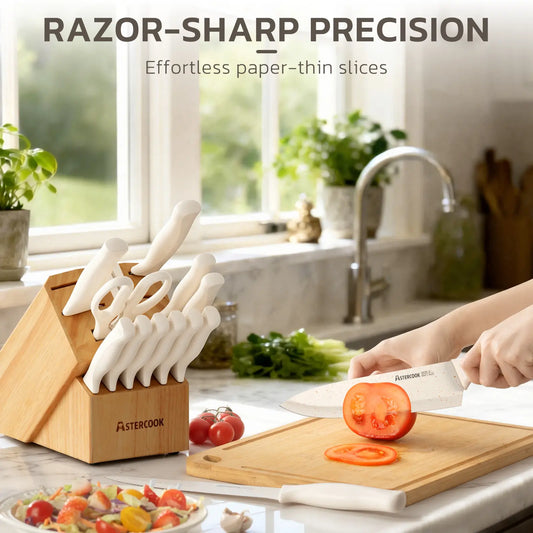 15 Pieces Kitchen Knife Sets with Anti-Rust Coating