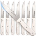 8-Pcs Cream White Steak Knife Set Dishwasher Safe