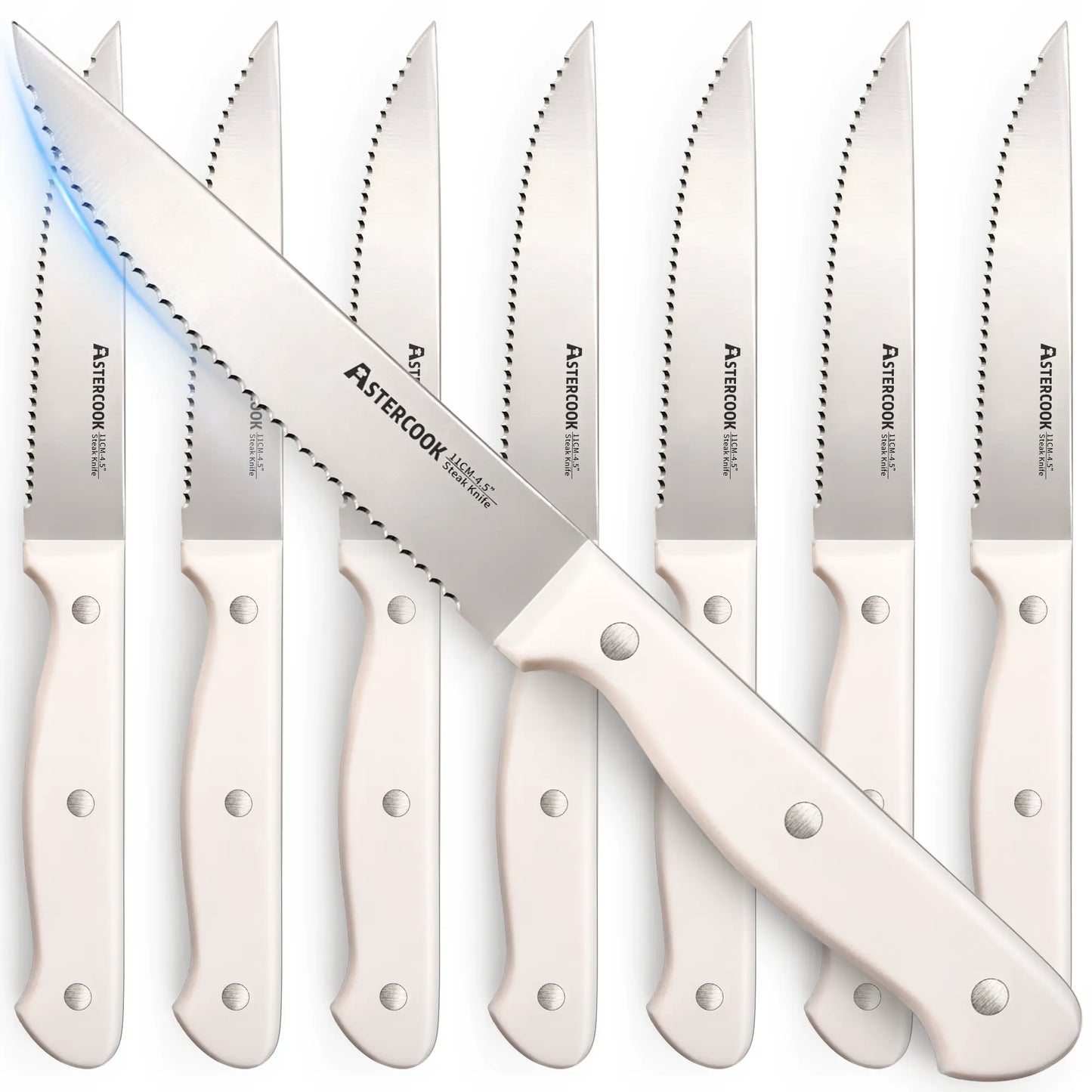 8-Pcs Cream White Steak Knife Set Dishwasher Safe