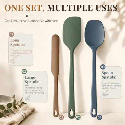Astercook 5-Piece Silicone Spatula Set, 560°F Heat Resistant Rubber Spatulas with Stainless Steel Core, Nonstick Safe & Dishwasher Safe Baking Spatula Set for Cooking & Mixing, Morandi Earth Colors