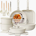 23Psc Ceramic Pots and Pans Set Non Stick Detachable Handle -white