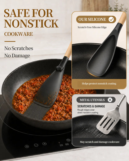 2-Pc Silicone Spatula Spoon Set