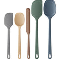 Astercook 5-Piece Silicone Spatula Set, 560°F Heat Resistant Rubber Spatulas with Stainless Steel Core, Nonstick Safe & Dishwasher Safe Baking Spatula Set for Cooking & Mixing, Morandi Earth Colors