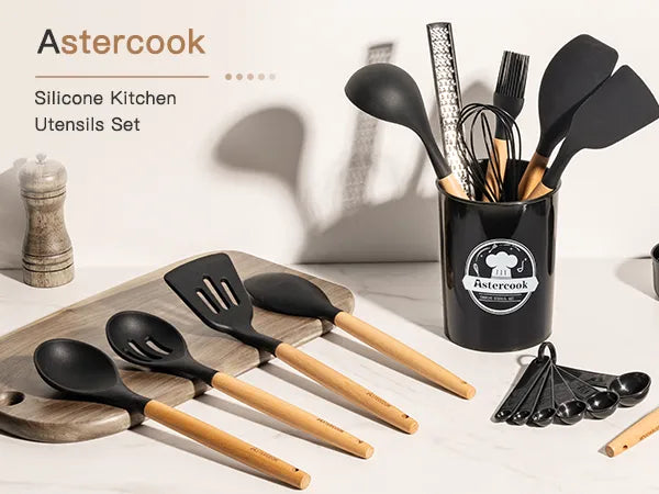 39-Piece Silicone Utensil Collection-Black