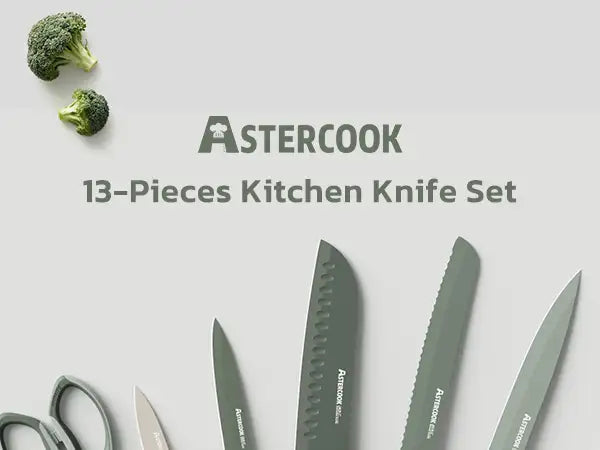 13 Pieces Kitchen Knives Set-Green
