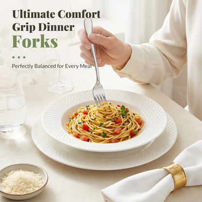 Astercook Dinner Fork Set, 24-Piece Premium Food-Grade Stainless Steel Forks Silverware, Mirror Polished & Dishwasher Safe, Heavy Duty Flatware Ideal for Kitchen, Restaurant & Party Use