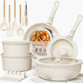 21pcs Ceramic Detachable Cookware Set-White