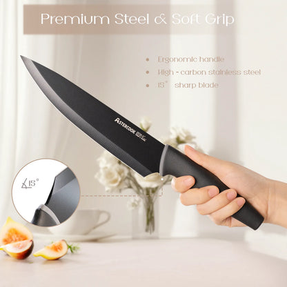 22-Pc Modern Clear Block Knife Set-Blcak