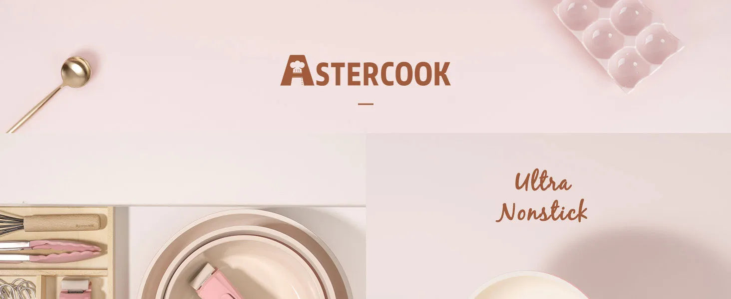 21-Pc Detachable Pink Cookware Set