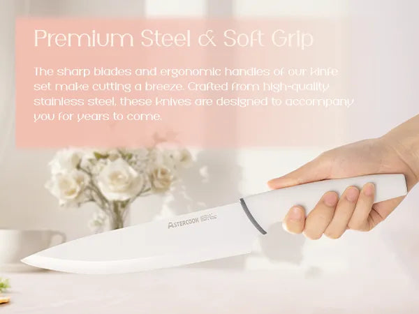 22-Pc Modern Clear Block Knife Set-White