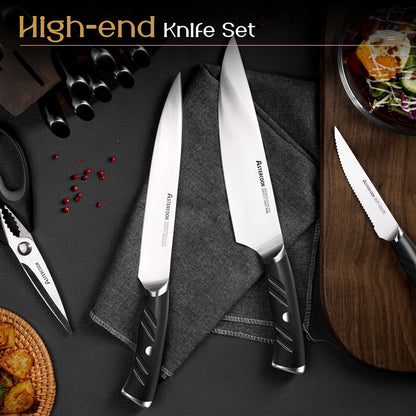 15 Pcs German Stainless Steel Knives Sharp Blade Dishwasher Safe