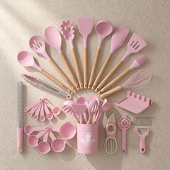 39-Piece Silicone Utensil Collection-Pink