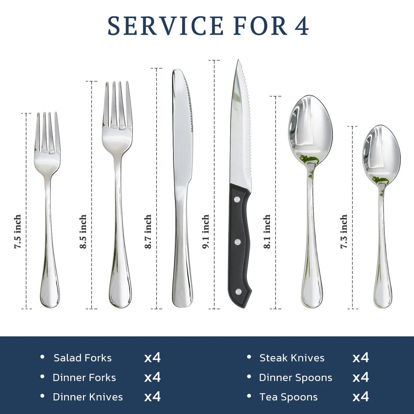 Astercook Silverware Set Food-Grade Stainless Steel-Silver