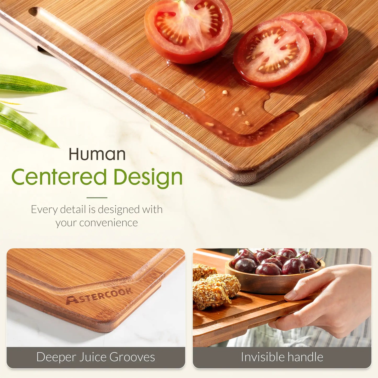 Large Bamboo Cutting Board Deep Carbonized Wooden