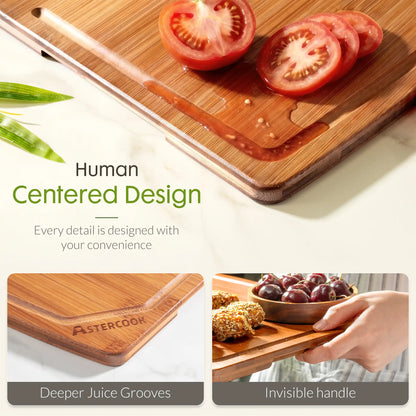 Large Bamboo Cutting Board Deep Carbonized Wooden