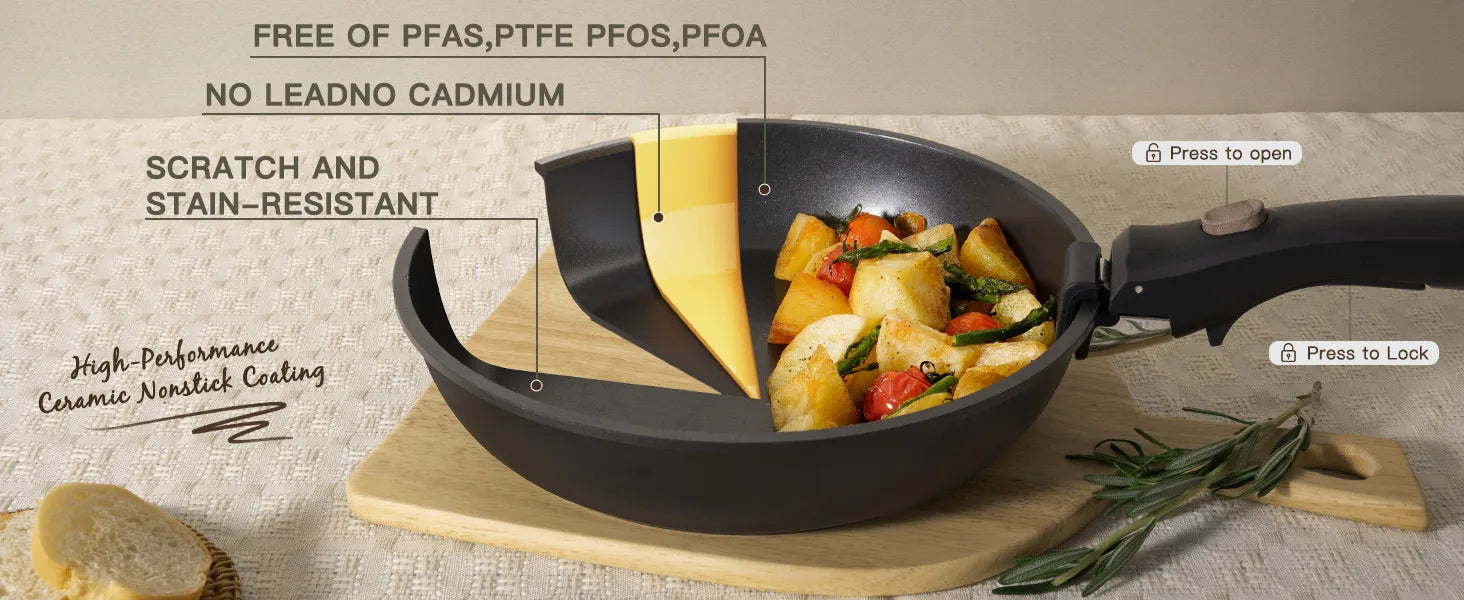 21-Pc Stackable Black Cookware Set
