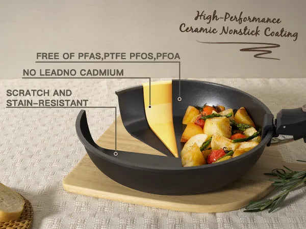 21-Pc Stackable Black Cookware Set