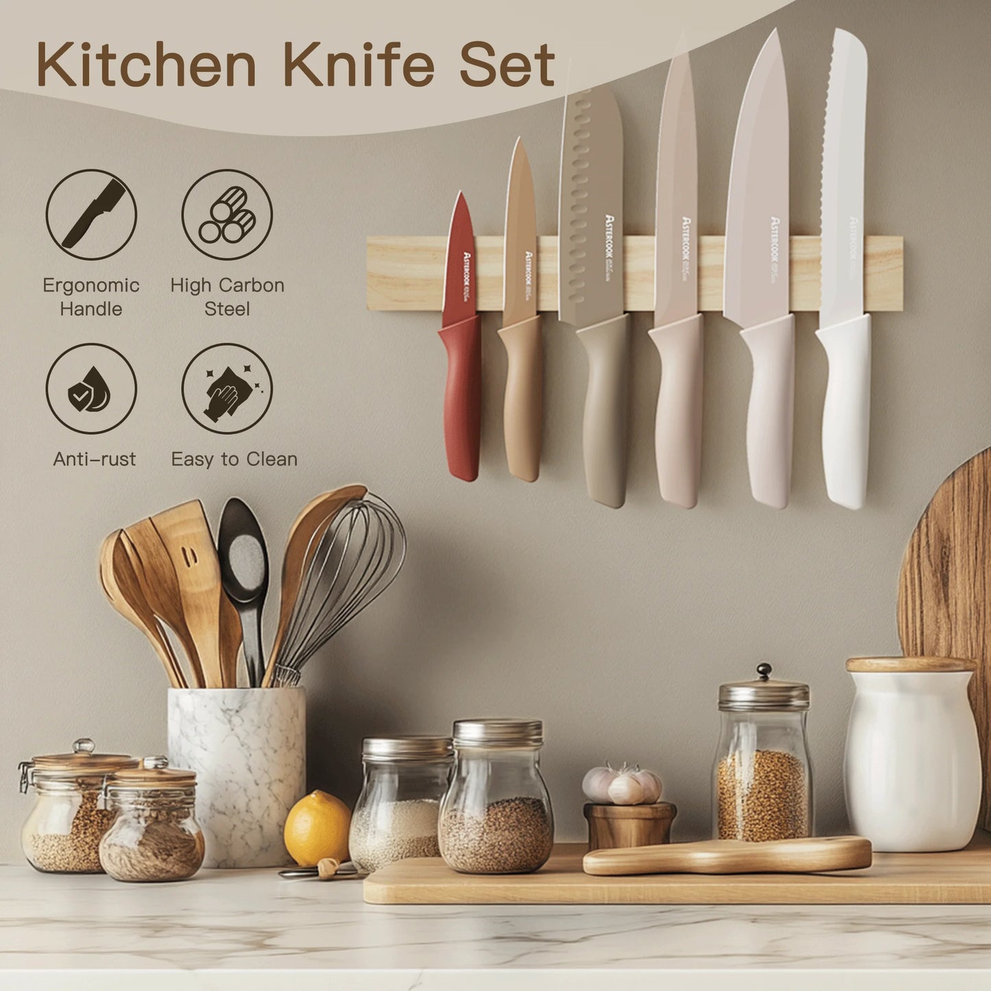 7 Pieces Stainless Steel Chef Knife Sets