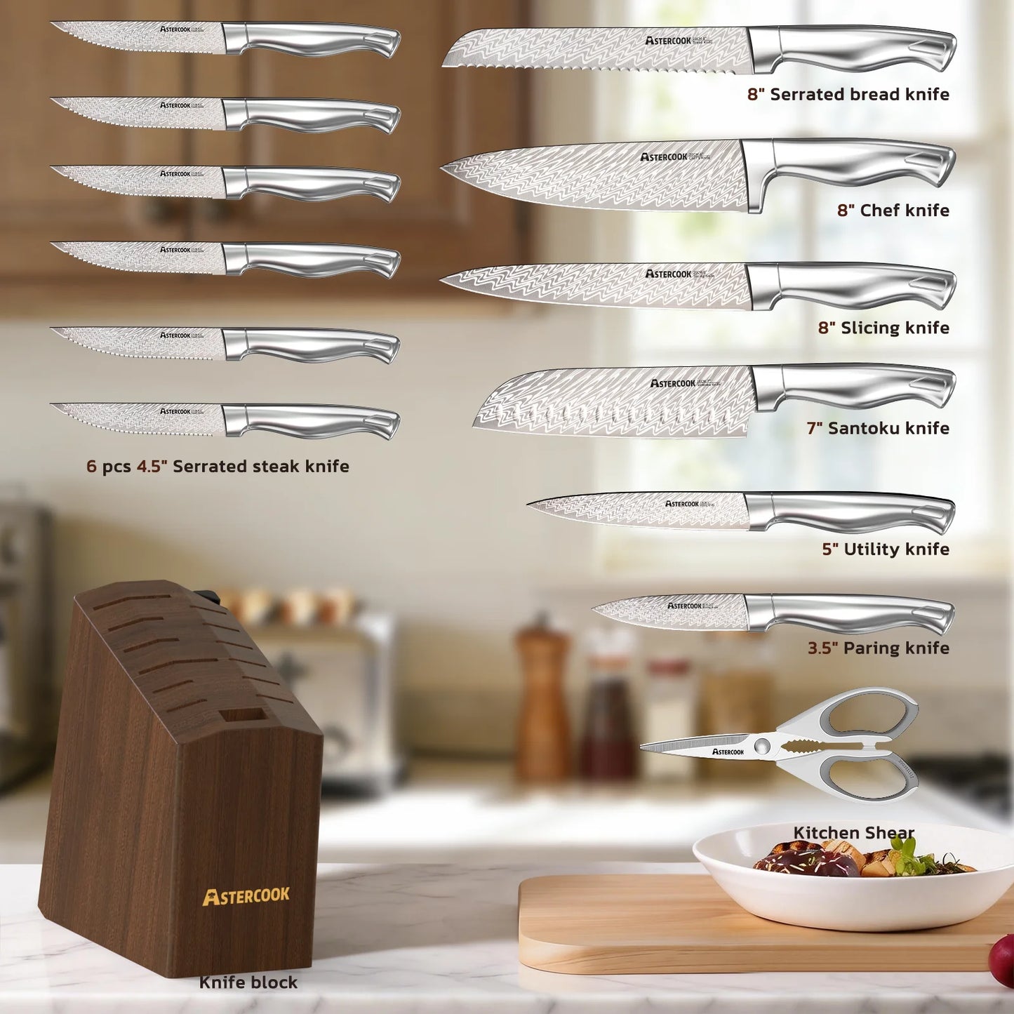 15-Piece Full Tang Knife Set