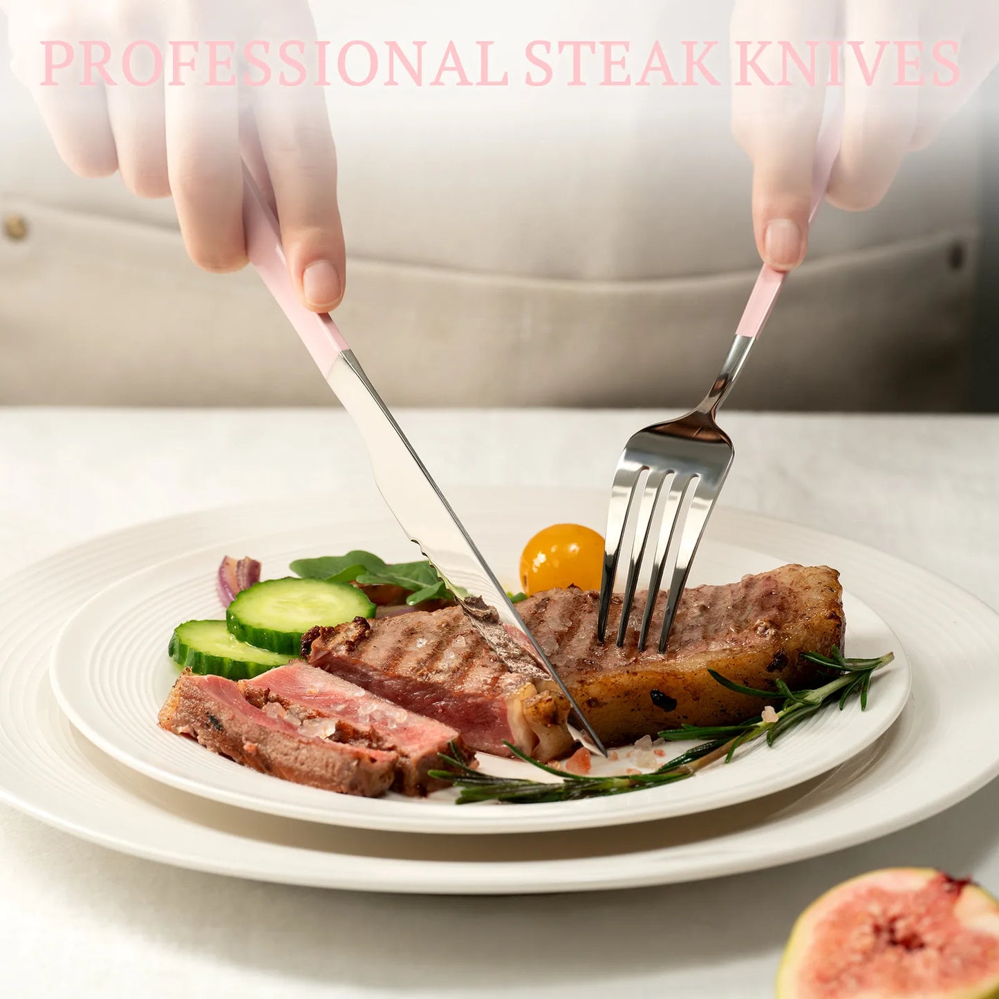 Astercook Silverware Set Food-Grade Stainless Steel-Pink