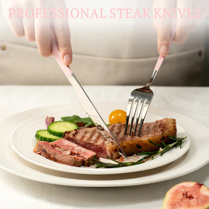 Astercook Silverware Set Food-Grade Stainless Steel-Pink