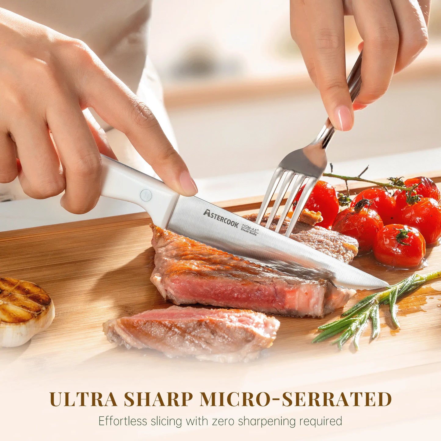 8-Pcs Cream White Steak Knife Set Dishwasher Safe