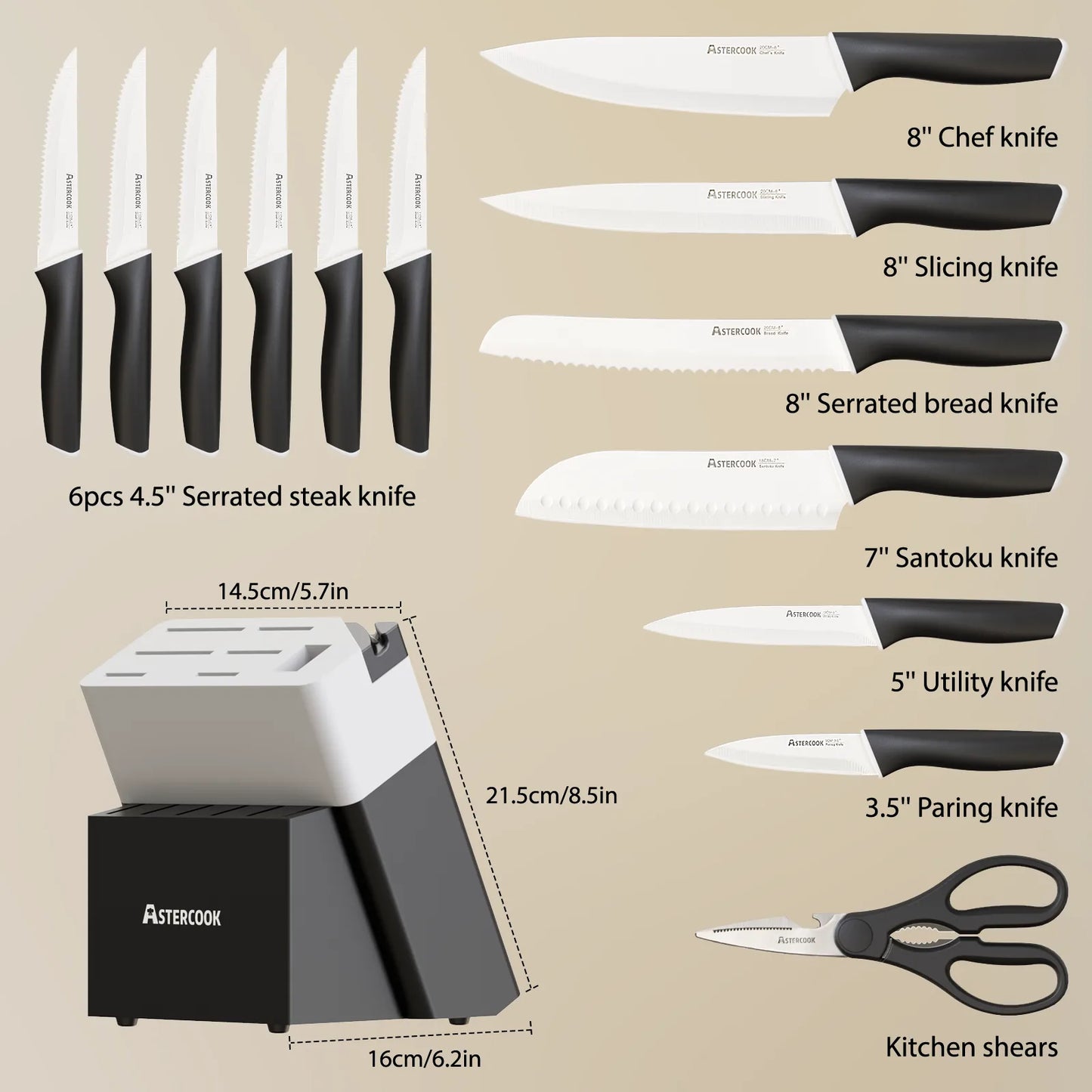 Professional 15-Pc German Steel Set -Black