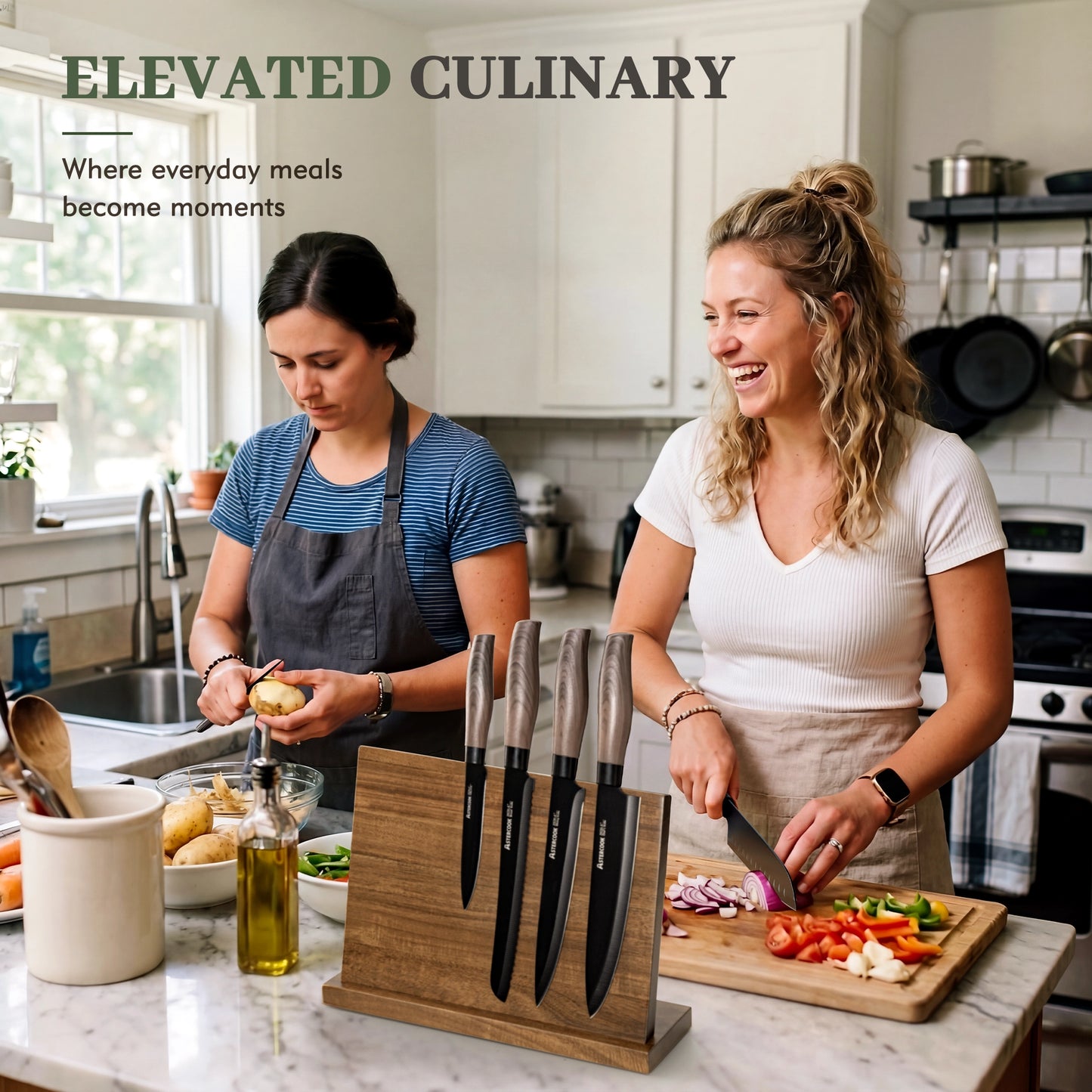 7-Piece Wood Grain Knife Set with Guards