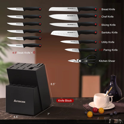 15-Piece Knife Block Set - Black