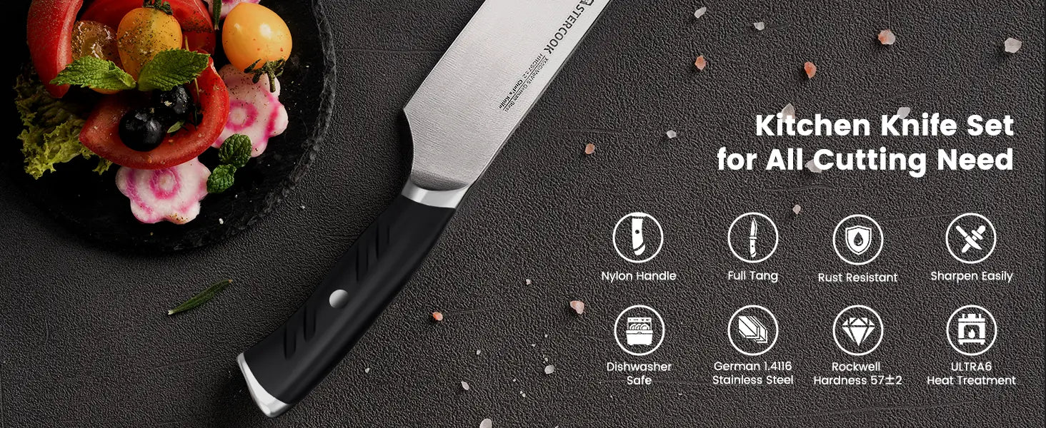 Professional 15-Pc Ergonomic Nylon Handle Knife Set