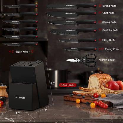 15-Piece Knife Block Set - Black