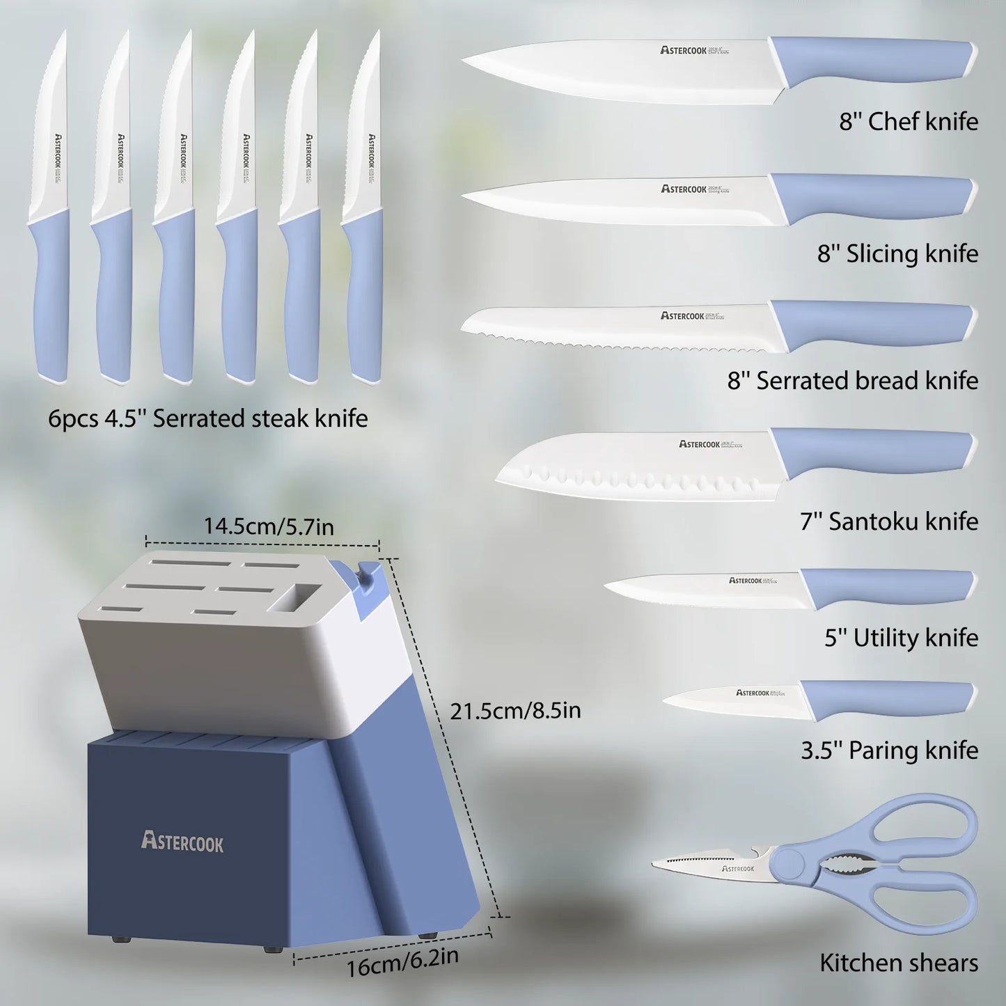 Professional 15-Pc German Steel Set - Blue