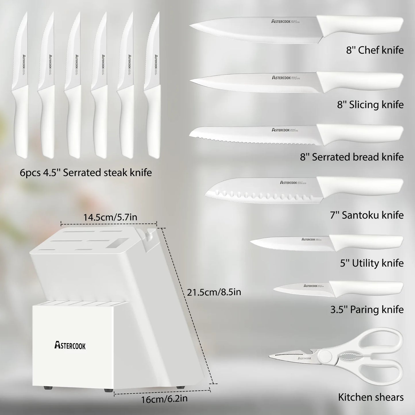 Professional 15-Pc German Steel Set - White