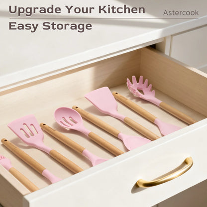 39-Piece Silicone Utensil Collection-Pink