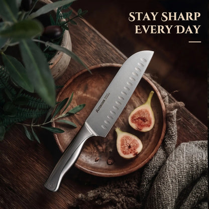 Astercook Knife Set for Kitchen with Block and Sharpener 15pcs Full Tang