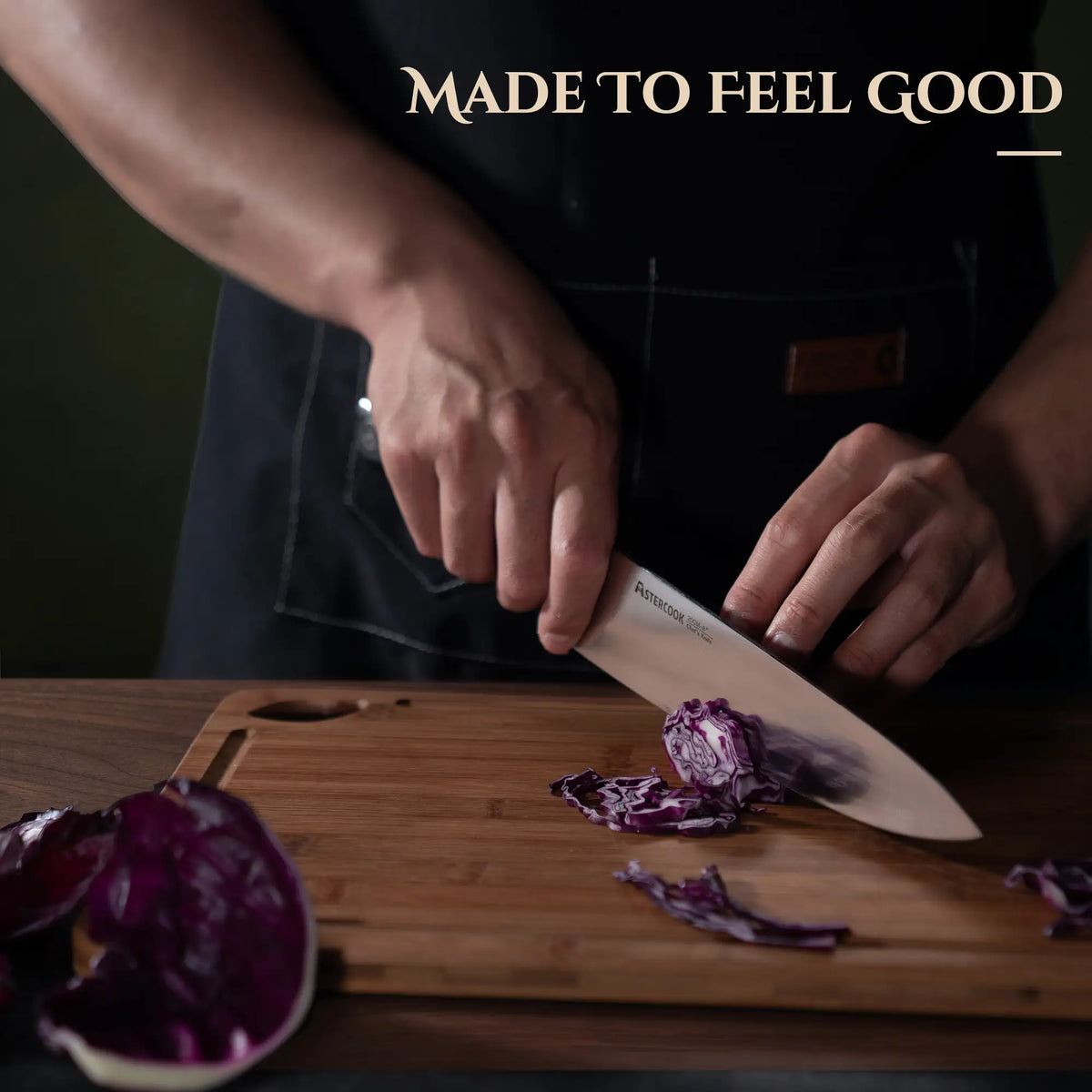 Astercook Knife Set for Kitchen with Block and Sharpener 15pcs Full Tang