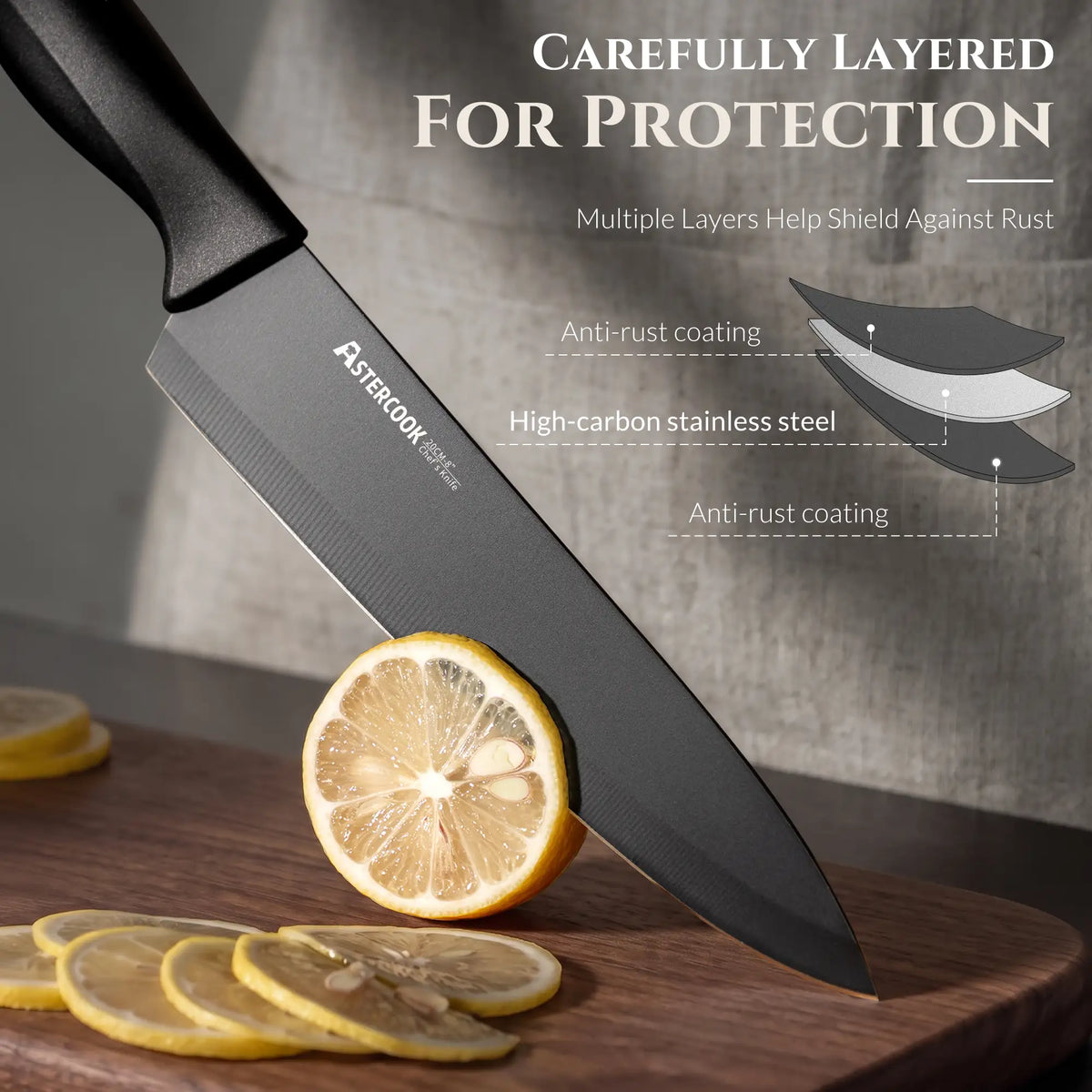 Astercook Knife Set for Kitchen with Block and Sharpener 21pcs