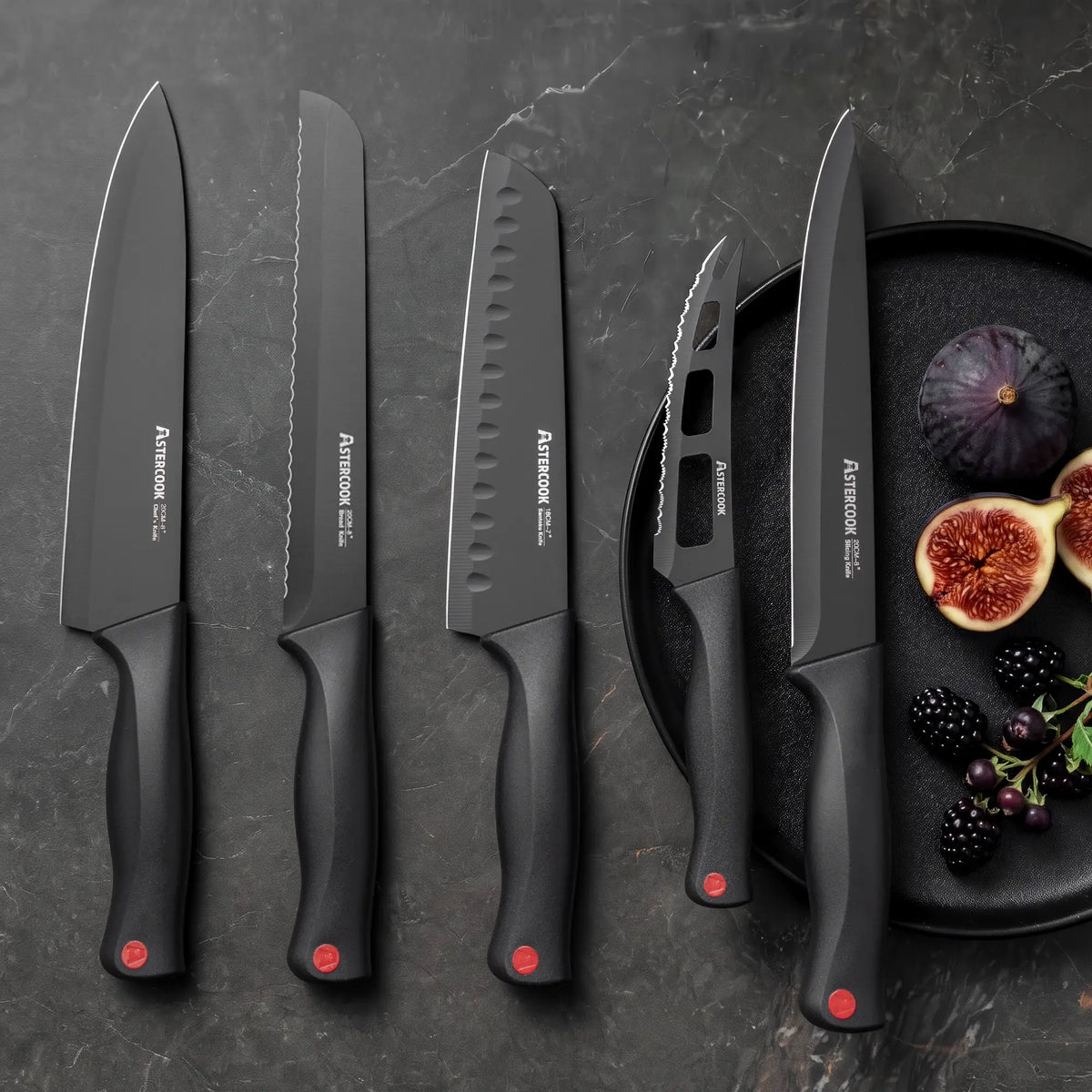 Astercook Knife Set for Kitchen with Block and Sharpener 21pcs