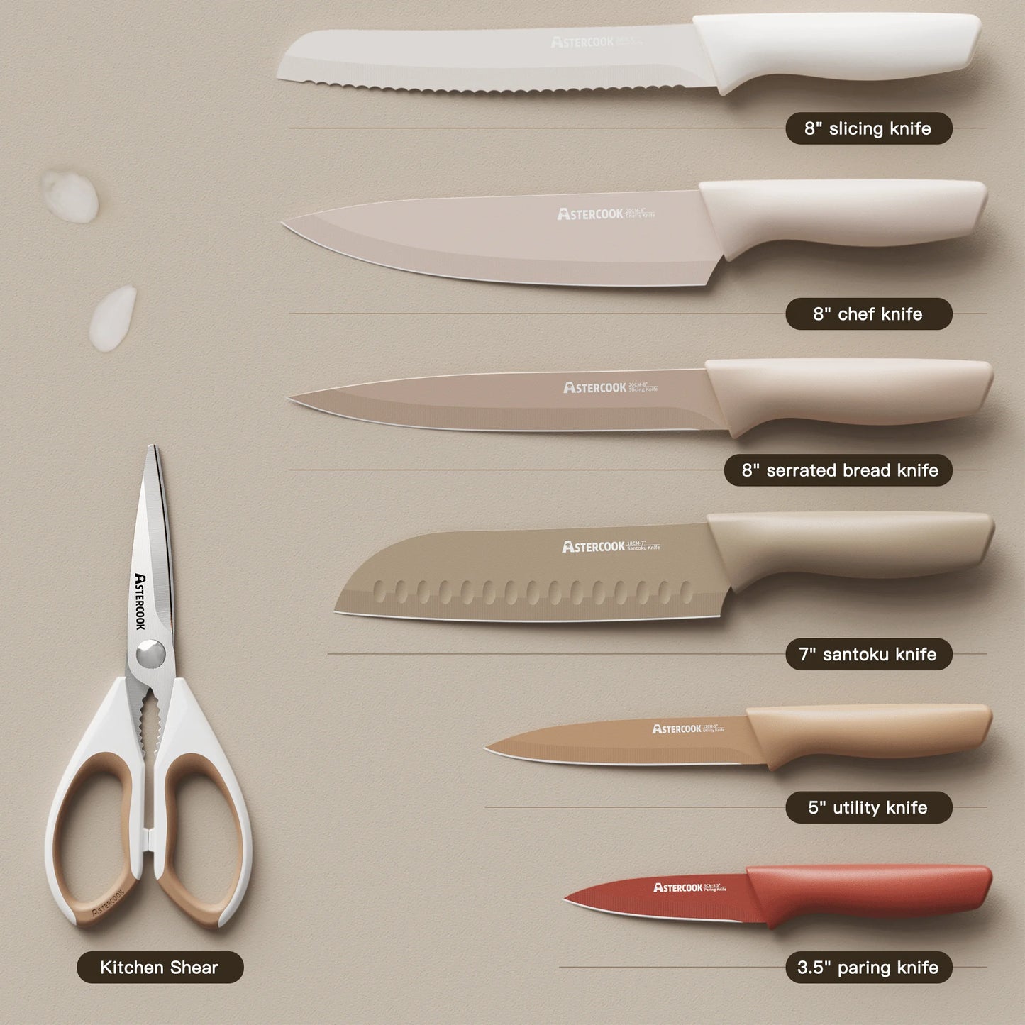 7 Pieces Stainless Steel Chef Knife Sets