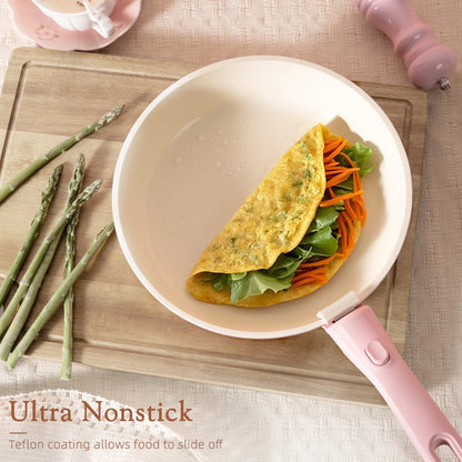 21-Pc Detachable Pink Cookware Set