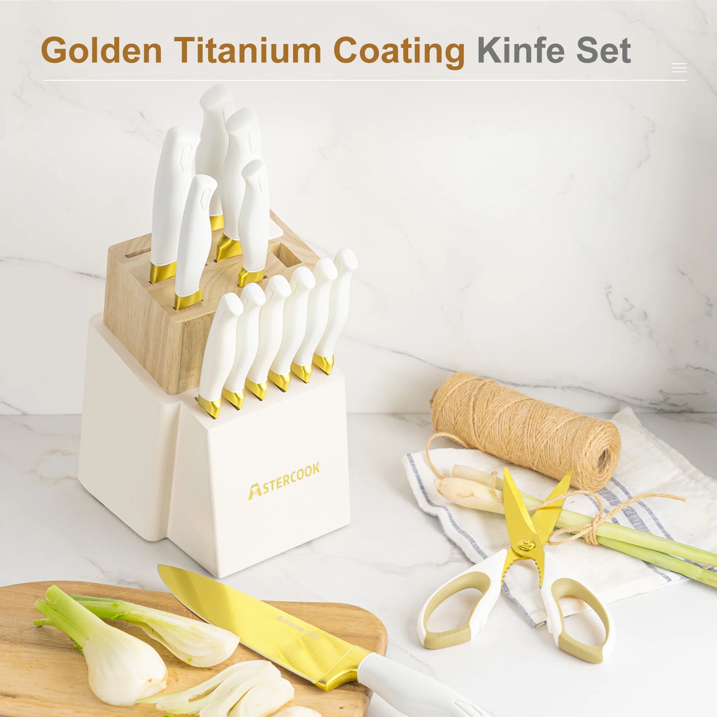 Luxury 14-Piece Gold Titanium Set- White