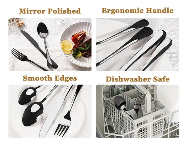 Astercook Silverware Set Food-Grade Stainless Steel-Blcak
