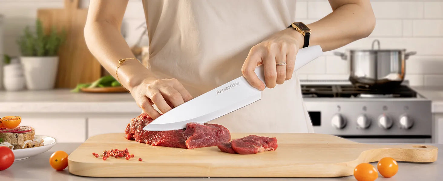 22-Pc Modern Clear Block Knife Set-White