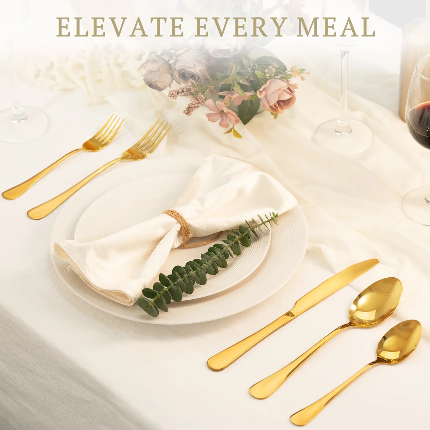 Astercook Silverware Set Food-Grade Stainless Steel-Gold Black