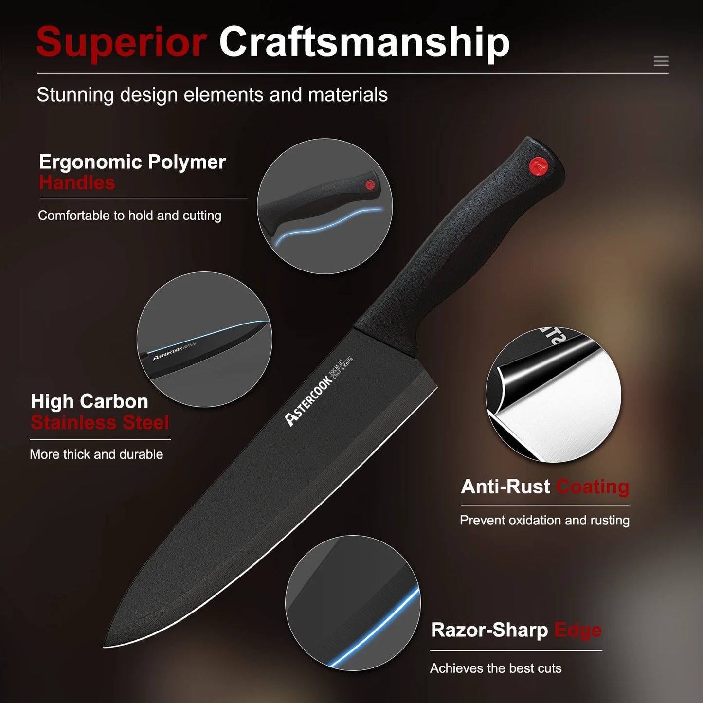 15-Piece Knife Block Set - Black