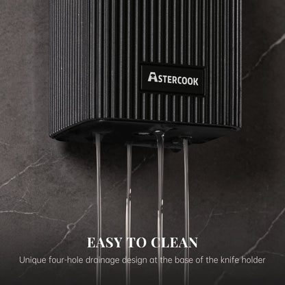 6-Piece Knife Block Set - Wood Grain-Black